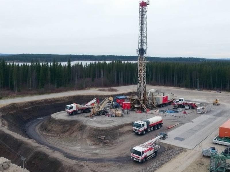 Vue d'ensemble d'un chantier de forage commercial